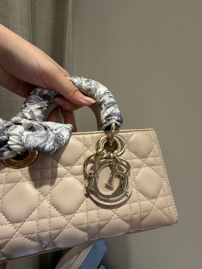 Dior Lady D joy小號奶茶色-9