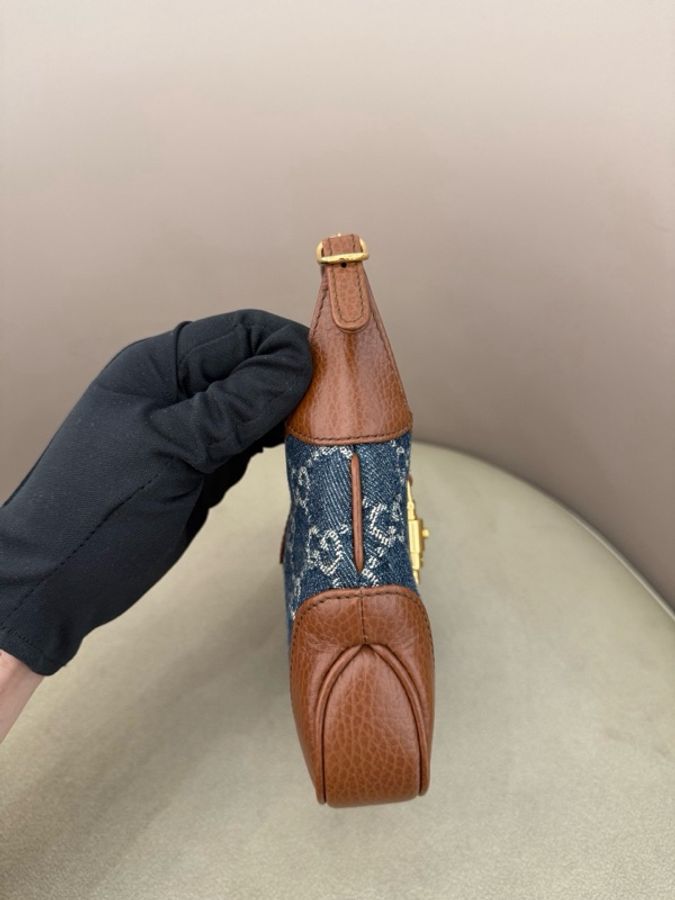 GUCCI 古馳 1961 mini牛仔丹寧腋下包-3