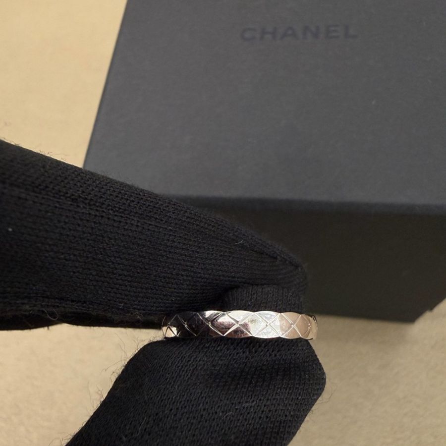 CHANEL香奈兒 Cococrush窄版菱格戒指 18k白金 55號-0