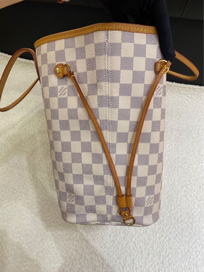 Louis Vuitton 路易威登 白棋盤格Neverfull中號手提單肩子母購物袋 尺寸:31*28*14 配件子袋 單包-2