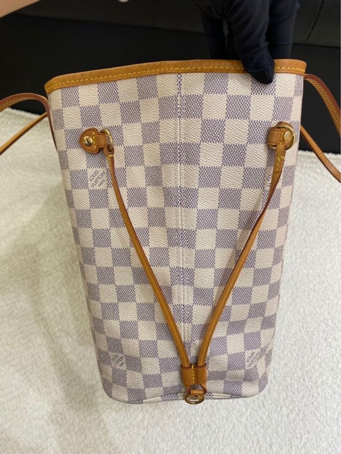 Louis Vuitton 路易威登 白棋盤格Neverfull中號手提單肩子母購物袋 尺寸:31*28*14 配件子袋 單包-3