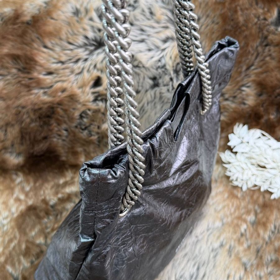 Balenciaga Crush Tote 亮面揉製小牛皮鍊包-3