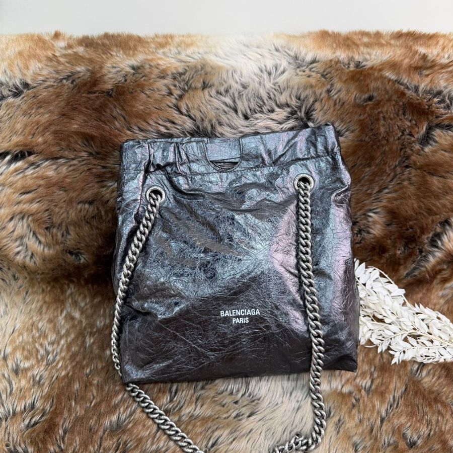 Balenciaga Crush Tote 亮面揉製小牛皮鍊包-5