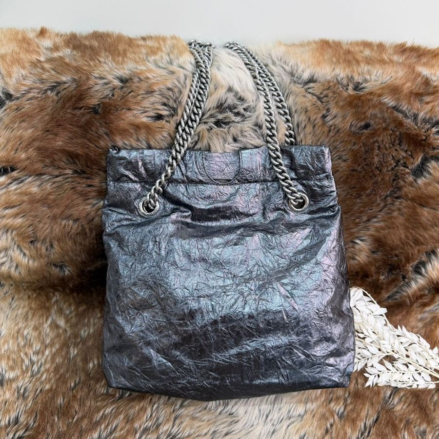 Balenciaga Crush Tote 亮面揉製小牛皮鍊包-6