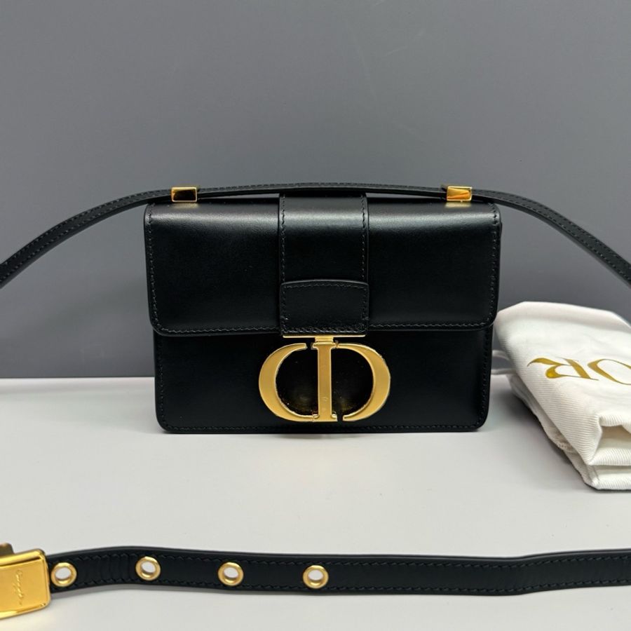 Dior迪奧 黑金全皮mini蒙田30 MONTAIGNE單肩斜挎包-0