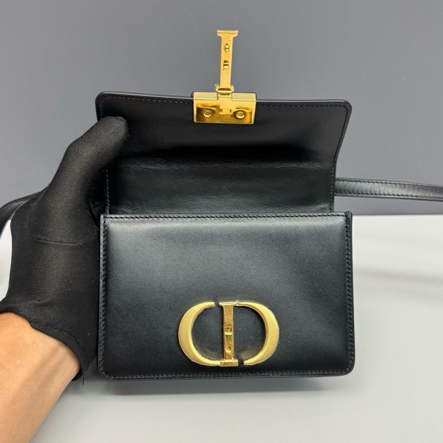 Dior迪奧 黑金全皮mini蒙田30 MONTAIGNE單肩斜挎包-6