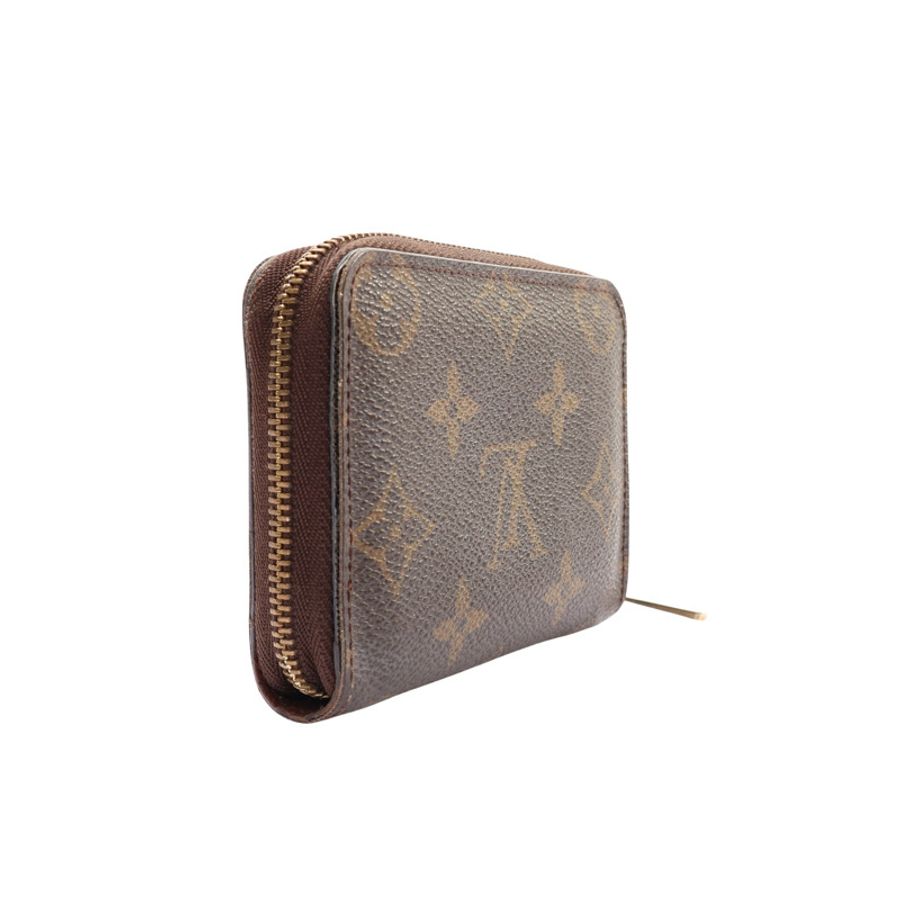 LOUIS VUITTON LV 路易威登 拉鍊零錢包 棕色 原花帆布 M60067-1