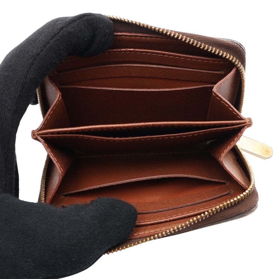 LOUIS VUITTON LV 路易威登 拉鍊零錢包 棕色 原花帆布 M60067-2