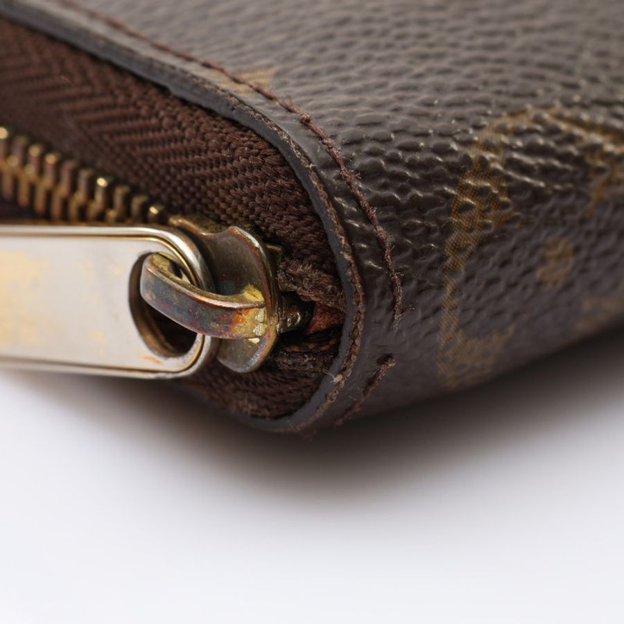 LOUIS VUITTON LV 路易威登 拉鍊零錢包 棕色 原花帆布 M60067-5