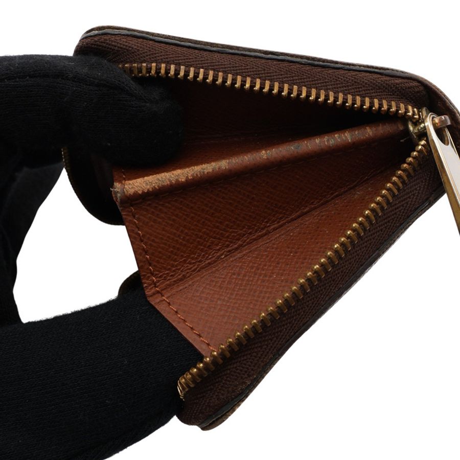 LOUIS VUITTON LV 路易威登 拉鍊零錢包 棕色 原花帆布 M60067-10