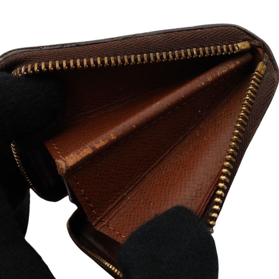 LOUIS VUITTON LV 路易威登 拉鍊零錢包 棕色 原花帆布 M60067-11