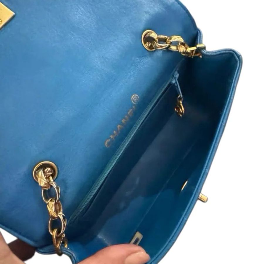 Chanel香奈兒菱格紋雙C扣大mini鏈條包-7