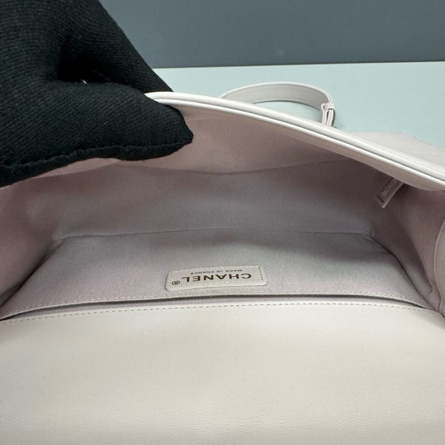 Chanel香奈兒粉紫色全皮菠蘿金扣Leboy中號鏈條包 30開-9