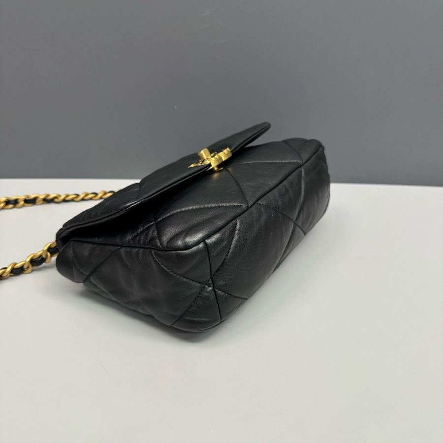 Chanel香奈兒 黑金全皮小號19bag鏈條包 芯片款 97新-2