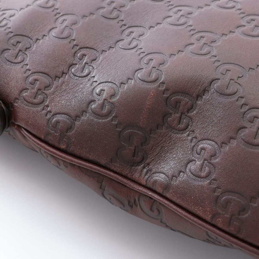 GUCCI 馬銜扣 Guccissima 單肩手提包 145826 皮革 棕色 二手 女士-9