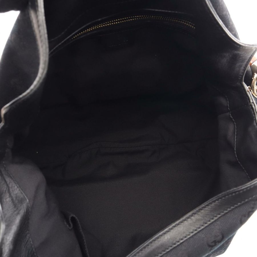 GUCCI 竹節 GG 帆布 2WAY 手提包 帆布皮革 黑色 二手 女士-2