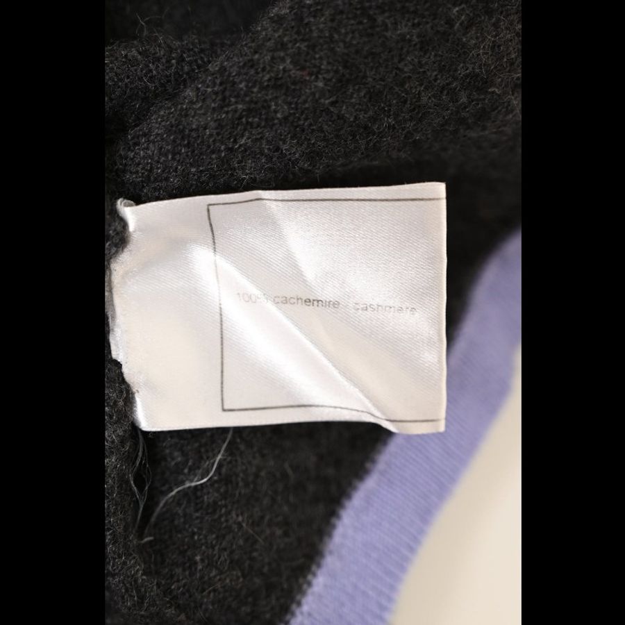 Chanel 98年灰色山羊绒彩色滚边针织背心开衫套装-11