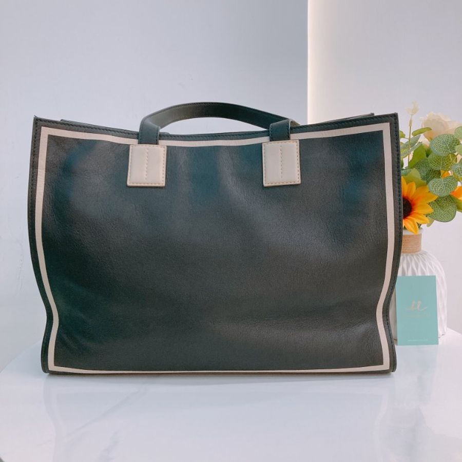 MS0793 Bally 巴利LOGO字牛皮手拿包包 Logo-Print Tote Bag 40cm Calfskin Black x PHW-1