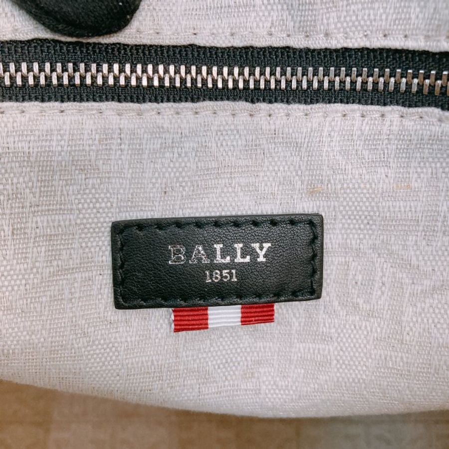 MS0793 Bally 巴利LOGO字牛皮手拿包包 Logo-Print Tote Bag 40cm Calfskin Black x PHW-15
