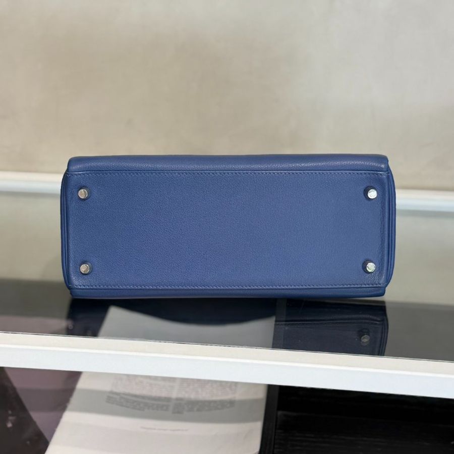 HERMES Kelly 28 - Bleu Brighton/Capucine 明藍/火焰橙銀 C-5