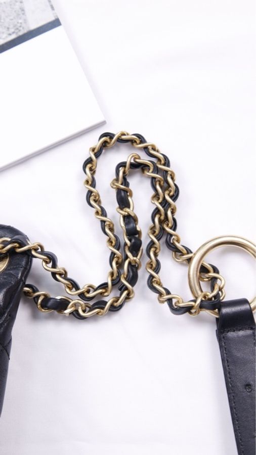 Chanel 19年埃及高级手工坊系列珍珠皮穿链腰包-18