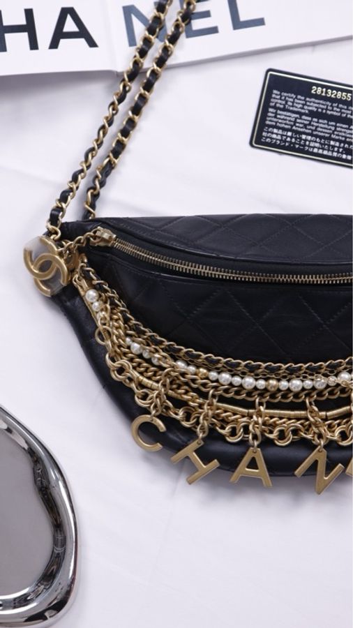 Chanel 19年埃及高级手工坊系列珍珠皮穿链腰包-22
