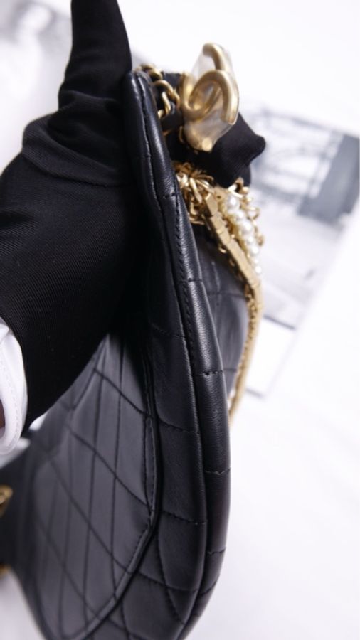 Chanel 19年埃及高级手工坊系列珍珠皮穿链腰包-24