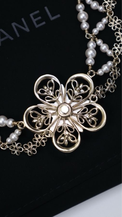 Chanel 23K五角星花花珍珠chocker-5