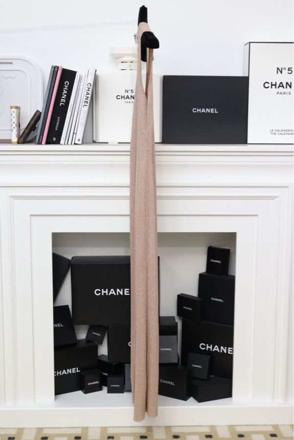 Chanel 96年橡皮粉琉璃扣四口袋外套长裙套装-13