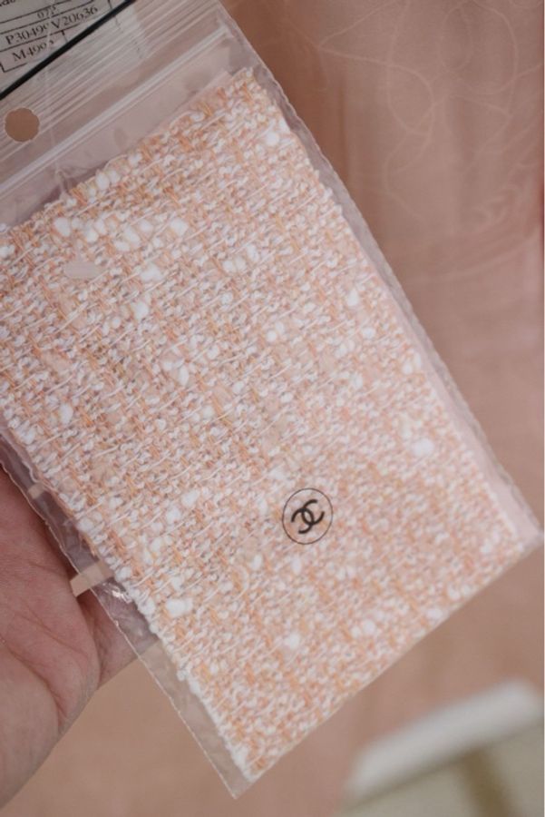 Chanel 07年粉色粗花呢山茶花七分袖四口袋外套-14