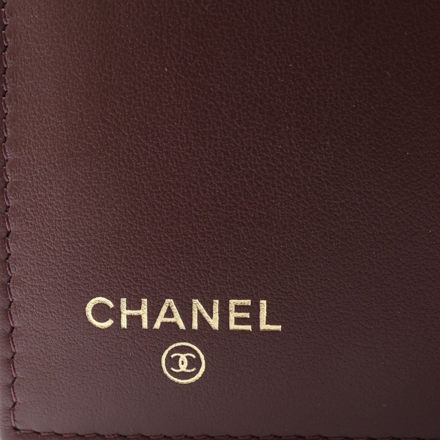 黑色 荔枝紋 菱格紋牛皮 三折中夾 金釦【CHANEL 香奈兒】 AP0232-4
