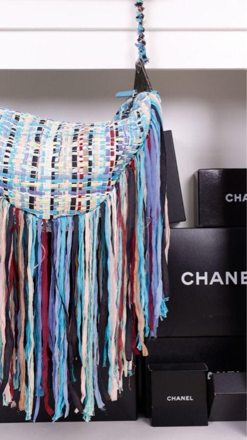 Chanel 17年包古巴系列秀款编织流苏秋千包-19