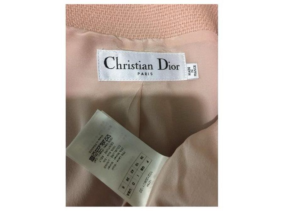 Dior 11年度假系列粉色羊毛蝴蝶结领口两口袋马甲上衣半裙套装-8
