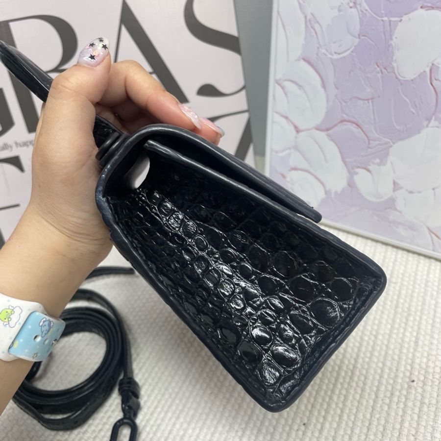 巴黎世家Balenciaga 黑色鰐魚紋牛皮hourglass沙漏包 XS號-2