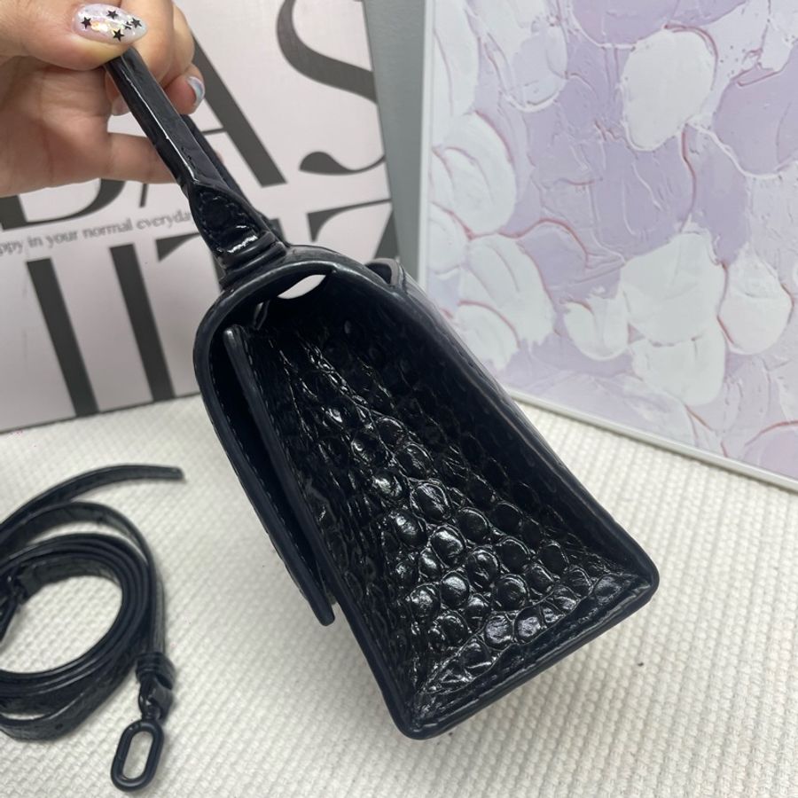 巴黎世家Balenciaga 黑色鰐魚紋牛皮hourglass沙漏包 XS號-3
