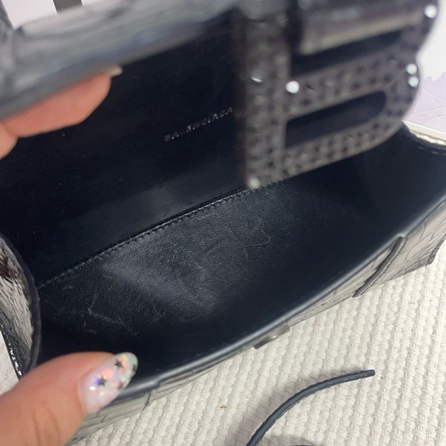 巴黎世家Balenciaga 黑色鰐魚紋牛皮hourglass沙漏包 XS號-5