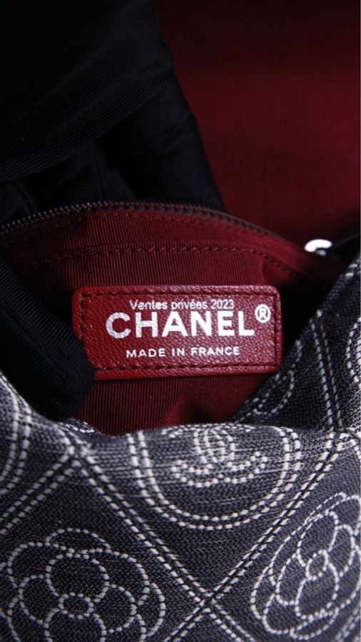 Chanel 25开蓝色帆布山茶花cc相机包单肩包-9