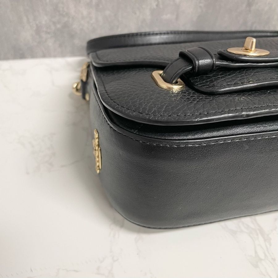 蔻馳Coach 黑色荔枝紋牛皮鏈條斜挎單肩包手提包 尺寸20x6x13cm-8