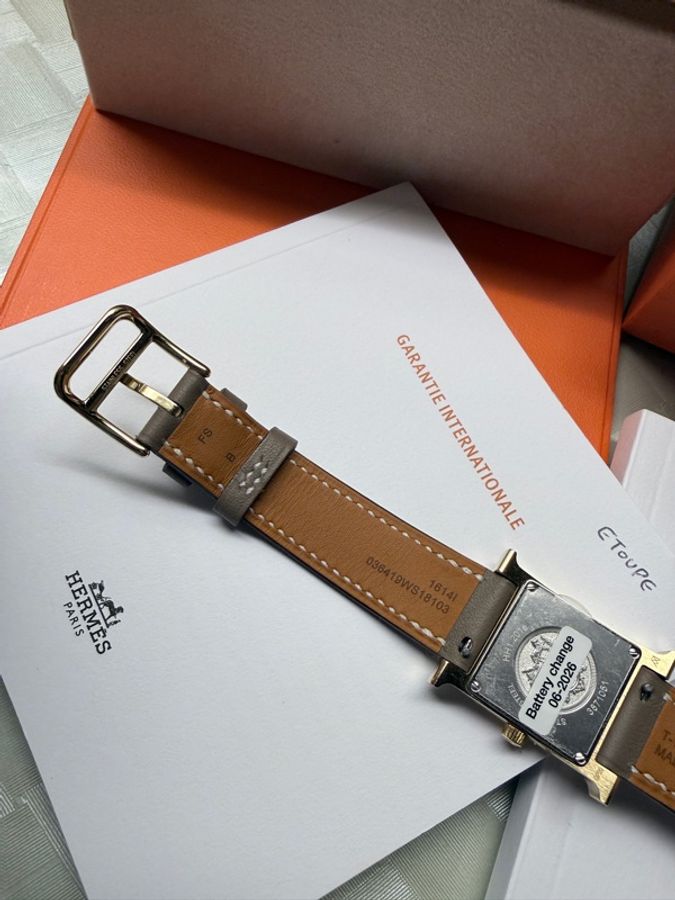 HERMES✨Heure H腕錶 HH1.201手錶手表 大象灰 金 B刻-5