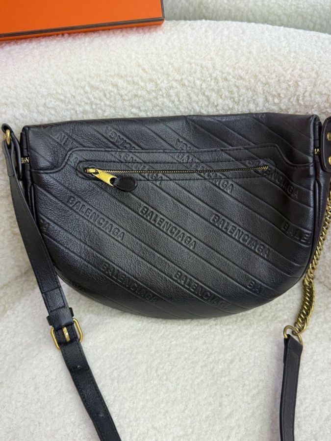 Balenciaga巴黎世家黑金牛皮腰包男通用-1