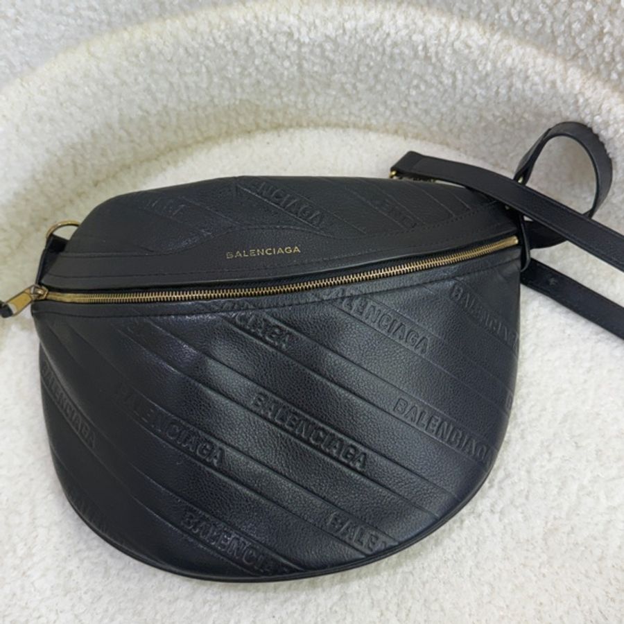 Balenciaga巴黎世家黑金牛皮腰包男通用-5