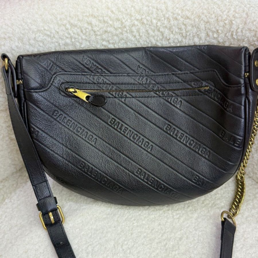 Balenciaga巴黎世家黑金牛皮腰包男通用-6