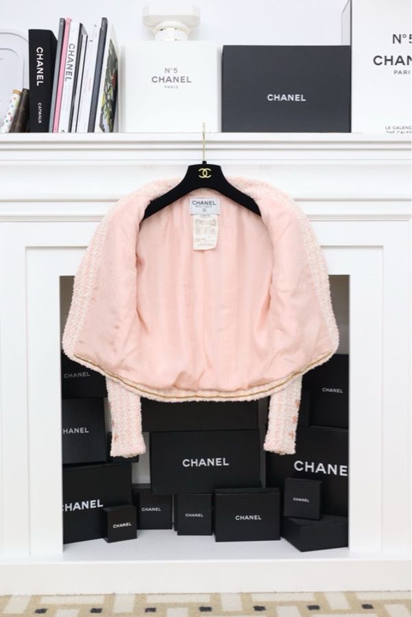 Chanel 94年樱花粉两口袋外套-4