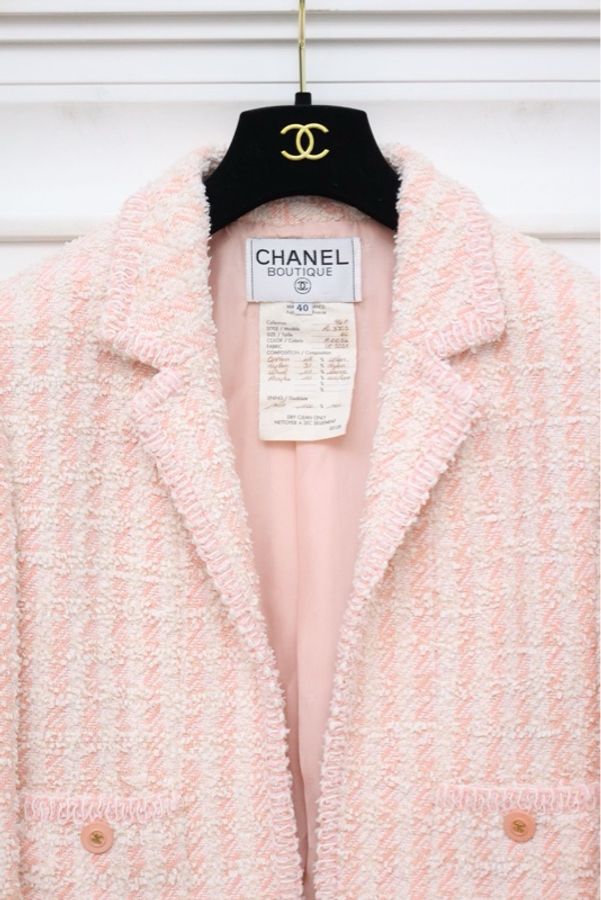 Chanel 94年樱花粉两口袋外套-6