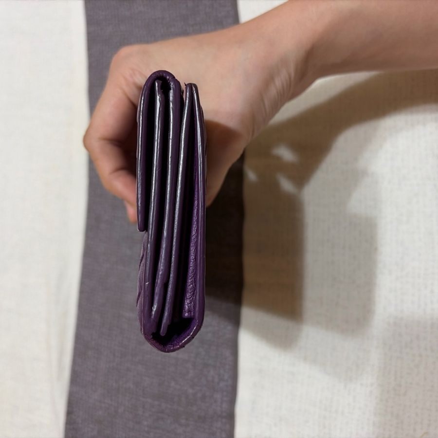 BV深紫色小羊皮長夾 9卡-8