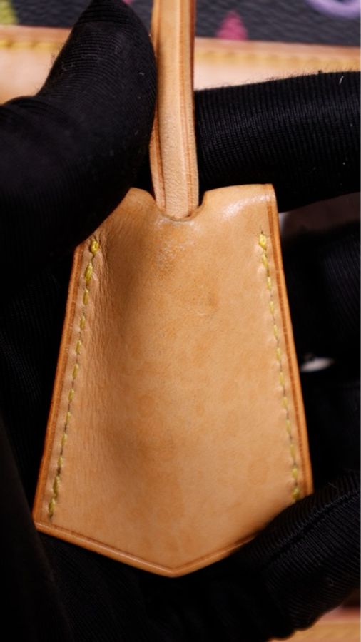 LV x 村上隆限定03年黑三彩马毛奶牛纹苏哈里手提包-35