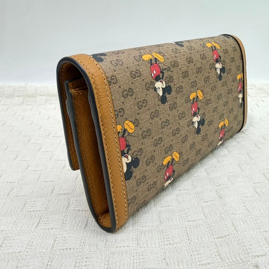 [絕版品項甜價釋出🥨]  Gucci老花棕色牛皮米老鼠長夾-3