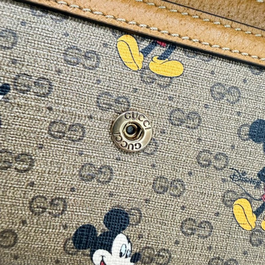 [絕版品項甜價釋出🥨]  Gucci老花棕色牛皮米老鼠長夾-15
