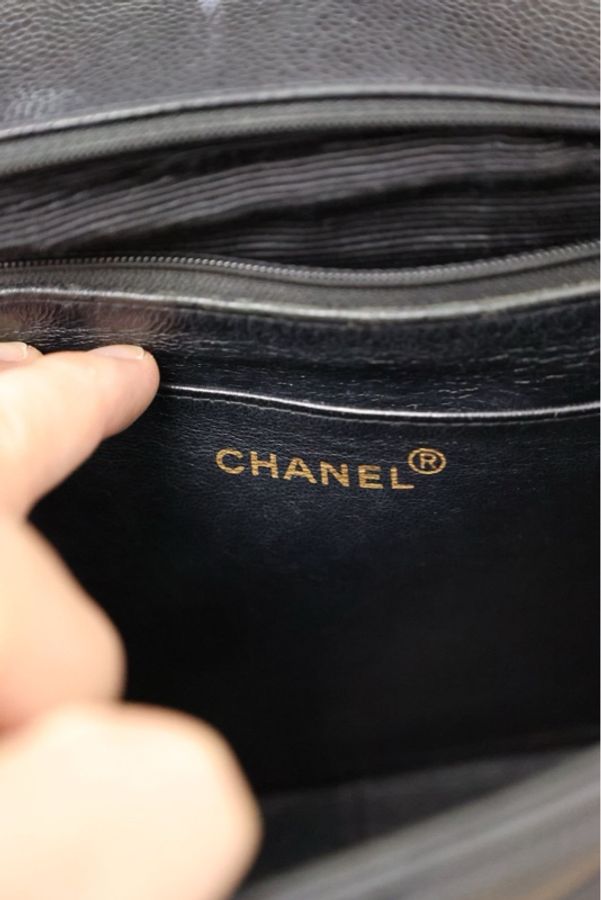 Chanel黑金荔枝皮鱼子酱CF Jumbo浮雕贝嫂30单肩包-6
