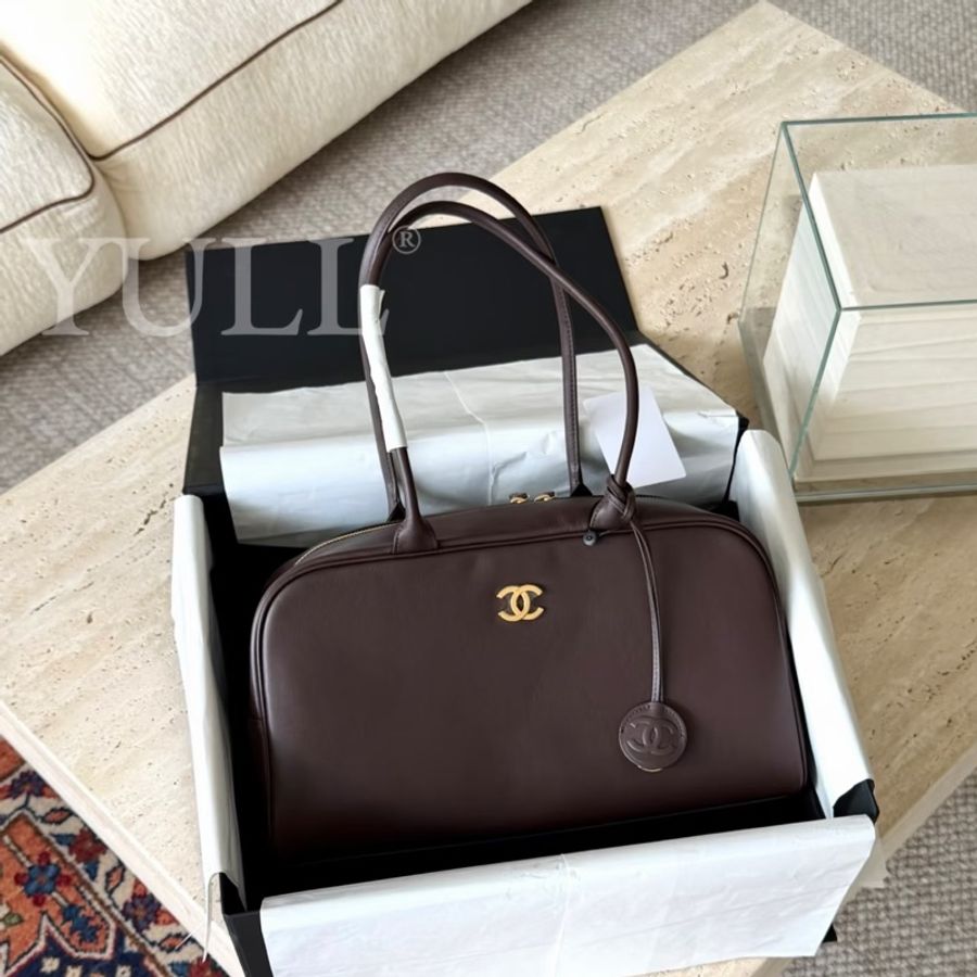Chanel 26b 全新季保齡球包 最新小尺寸❤️ 牛皮款巧克力色🍫-1